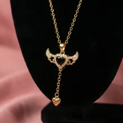 Angel Heart Necklace - Midnight Black