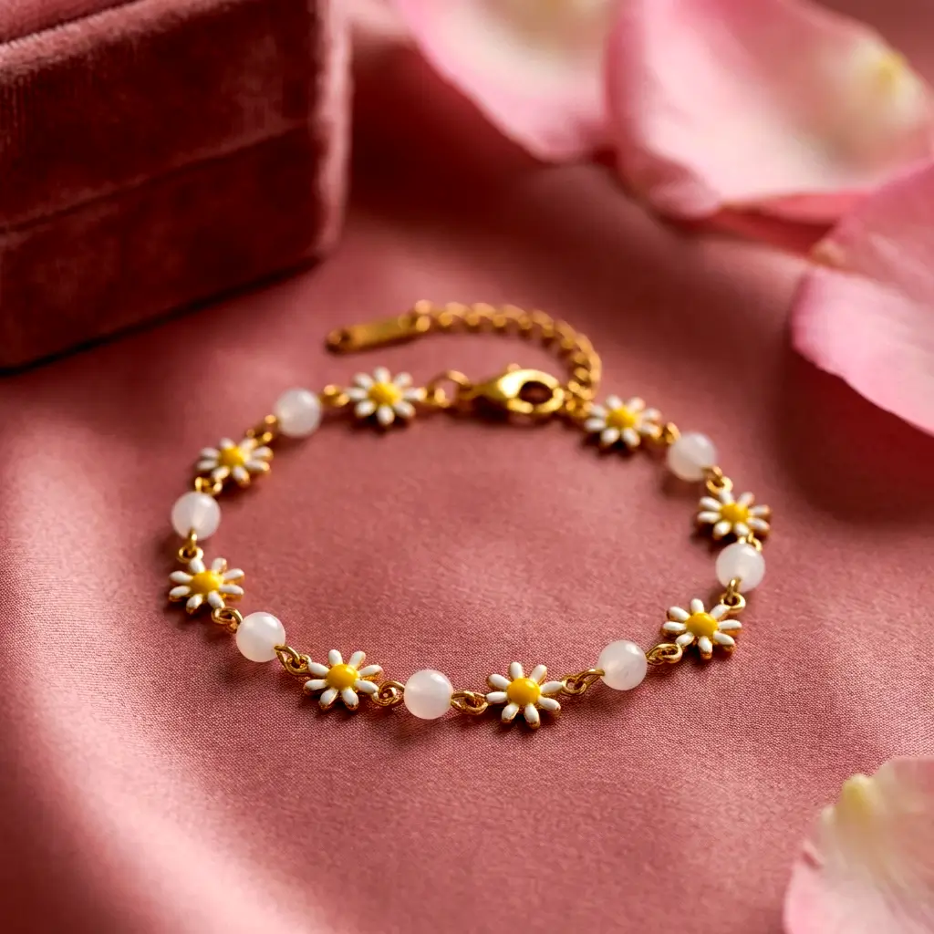 Floral Sunflower Charm Bracelet