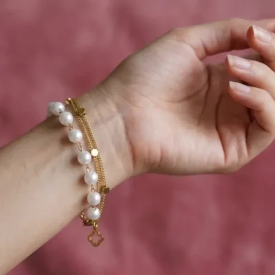 MJ Pearl Charm Bracelet